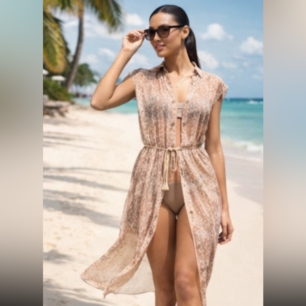 NWT Cinq à Sept Melani Snake Sheer Sleeveless Midi Shirt
Dress / Cover-Up Sz XS